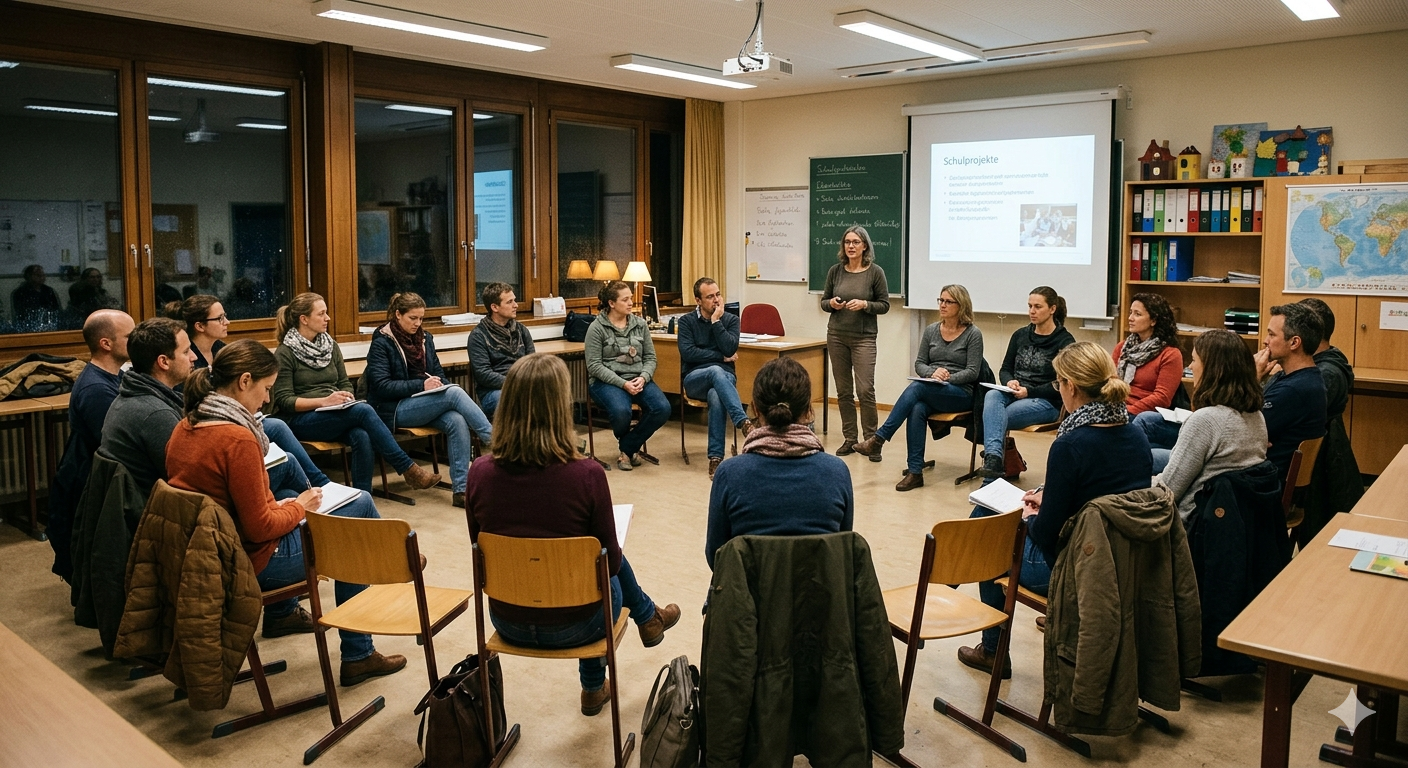 Elternabend in Schweizer Schulzimmer — Eltern im Kreis